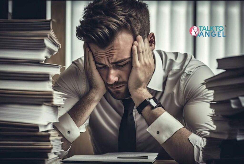Workplace stress: When too much pressure at work leads to physical, emotional, & mental health problems.

