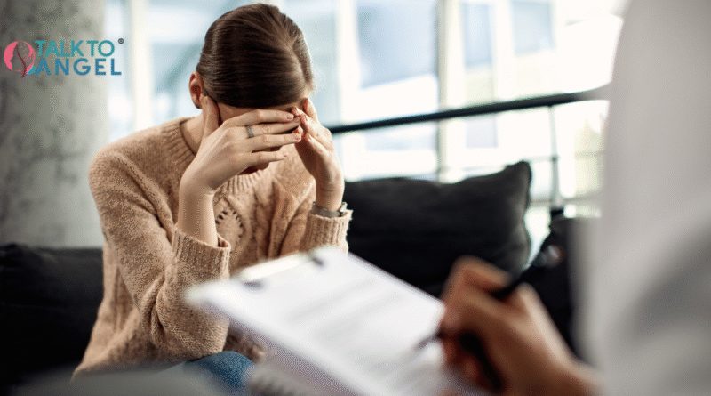 Woman in therapy session for depression