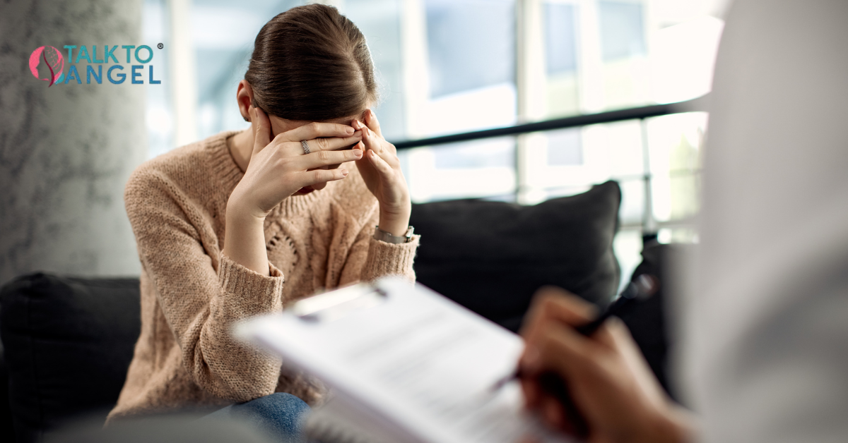 Woman in therapy session for depression