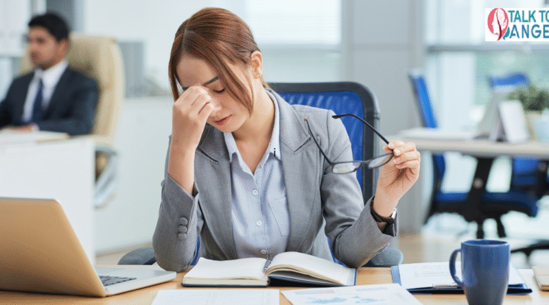 Individual experiencing stress and seeking support through online counselling and mindfulness at TalktoAngel & Psychowellness Center