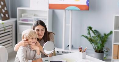 Child attending speech therapy