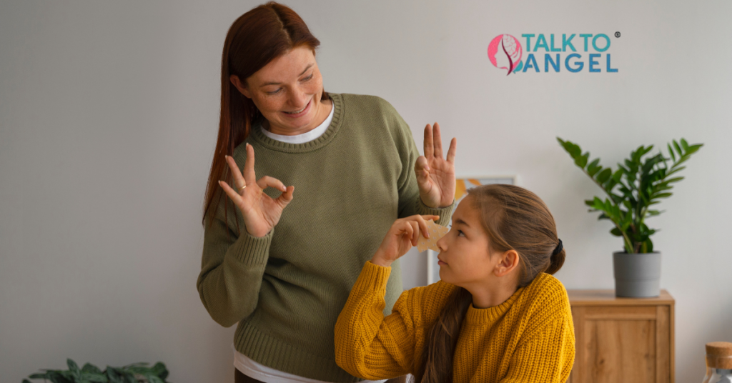 Child with autism learning skills with therapist using ABA methods