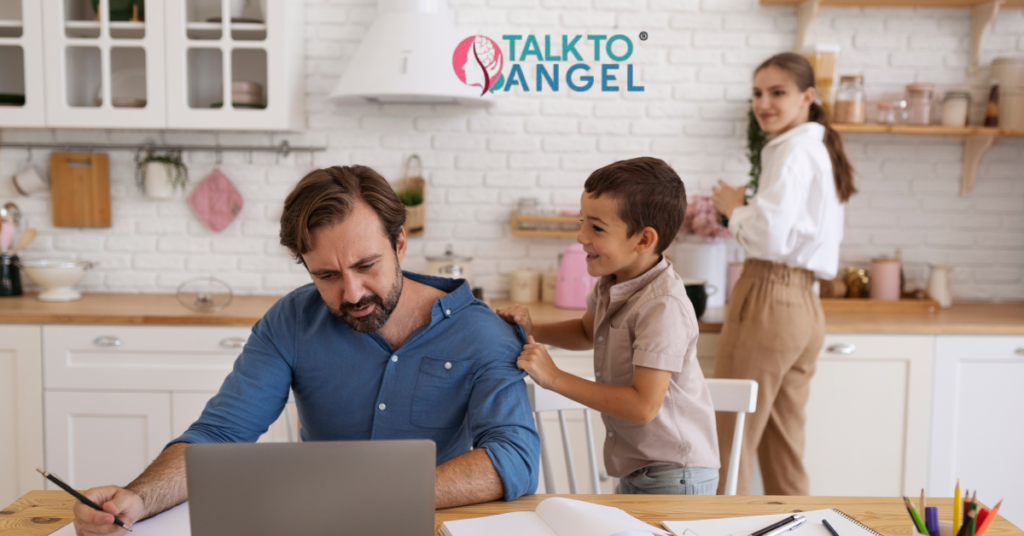 Man attending online counselling to cope with work-life balance stress