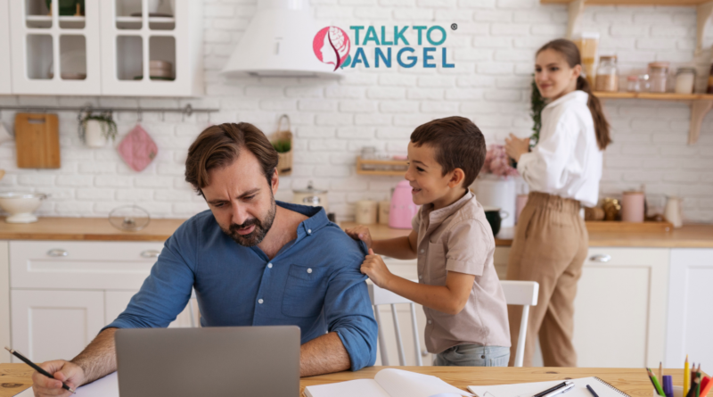 Man attending online counselling to cope with work-life balance stress