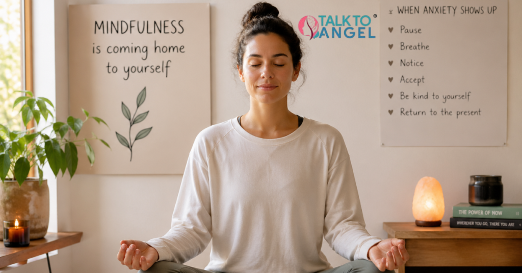 Person practicing Mindfulness-Based Cognitive Therapy (MBCT) to reduce chronic worry