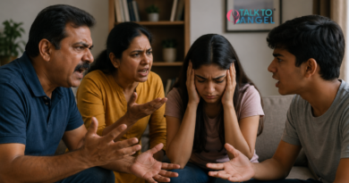 Family argument shows stress, poor communication, need for family therapy