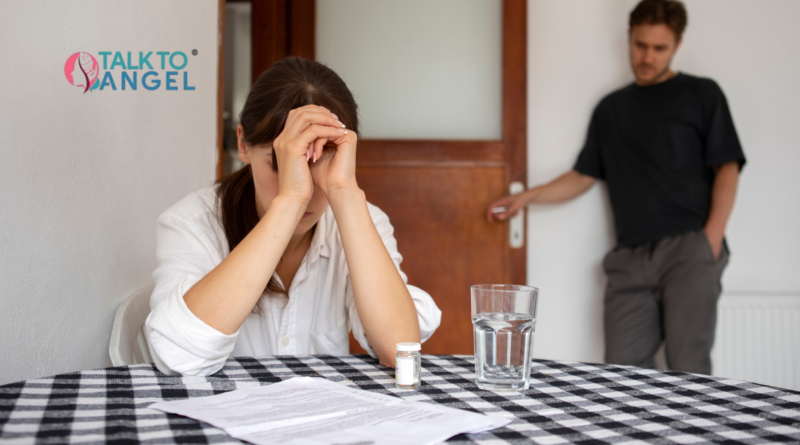 Woman dealing with social pressure after divorce seeking counselling support
