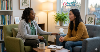 Therapist providing online counselling support for generalized anxiety disorder and emotional stress management.