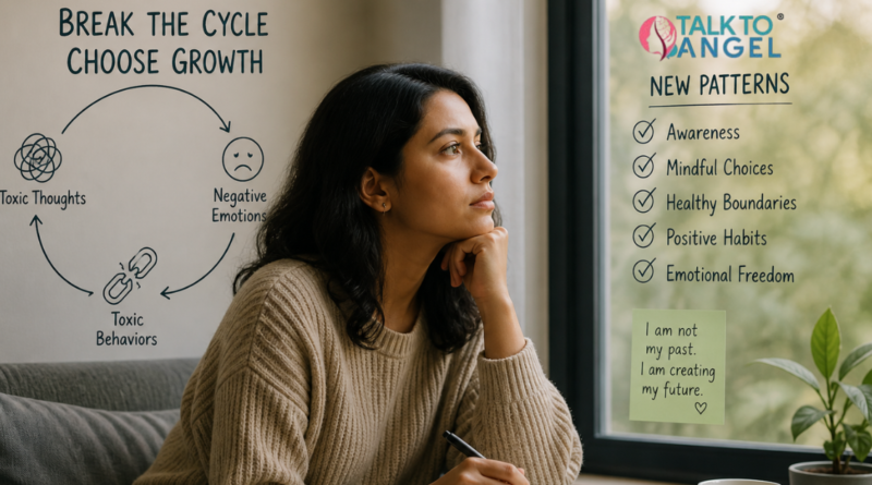 Person sitting thoughtfully, reflecting on breaking toxic behaviour patterns & emotional cycles