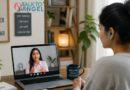 Person attending online therapy for phobias on laptop, managing anxiety calmly at home