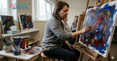Person painting emotions on canvas during art therapy session to cope with trauma