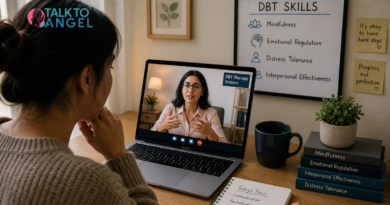 Person attending online DBT therapy session, improving communication and managing relationship emotions
