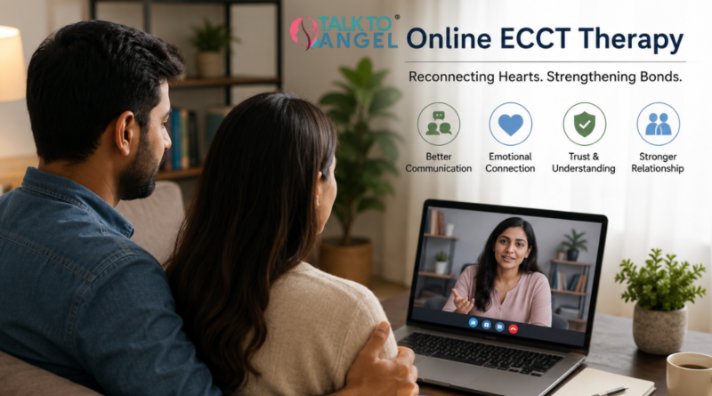 Couple attending online ECCT therapy session to rebuild emotional connection and improve communication.