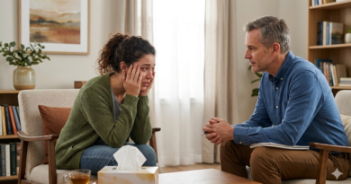 Person experiencing extreme mood swings associated with bipolar disorder while receiving online counselling support.