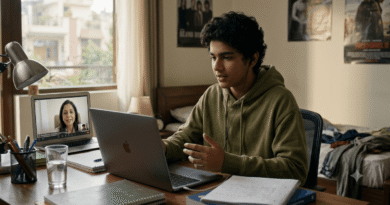 Teenager attending a virtual psychiatry session on a laptop with professional mental health support online.