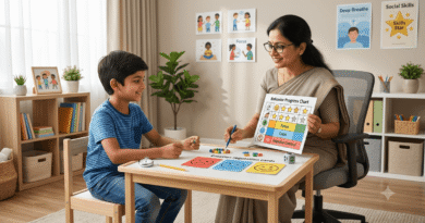 ADHD behavioural therapy session helping a child improve focus, emotional control, and social skills.