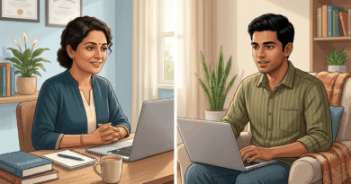Professional psychologists providing online mental health support to an individual seeking emotional guidance.