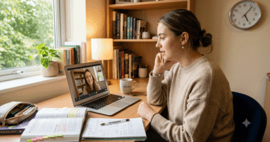 Student receiving session from an online counsellor to manage exam stress & academic pressure.