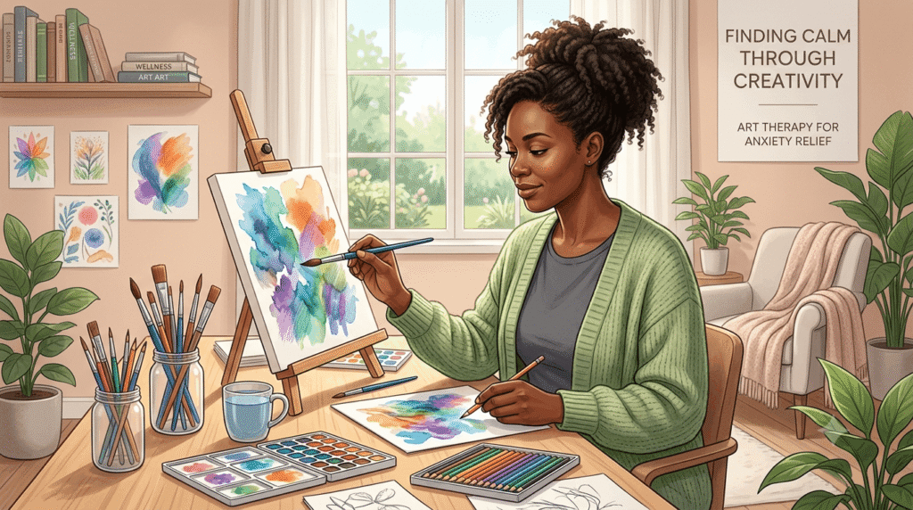 Person using art therapy activities to manage generalized anxiety and express emotions creatively.