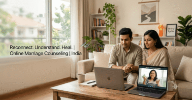 Couple attending online marriage counselling session to rebuild trust and strengthen their relationship.