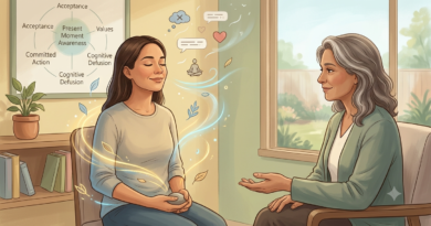 Person practicing Acceptance and Commitment Therapy (ACT) to reduce chronic stress