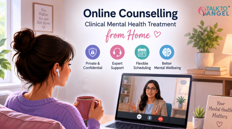 Online counselling session helping an individual access clinical mental health treatment from home.