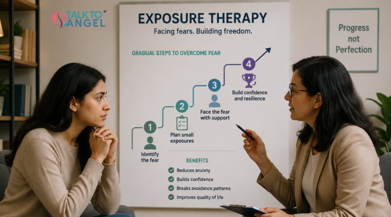 Person working with a therapist to gradually face fears using exposure therapy for anxiety management.