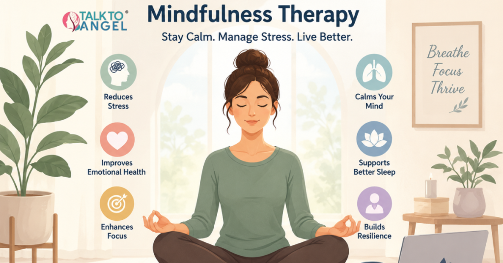 Person practicing mindfulness therapy to stay calm and manage stress during a challenging situation.