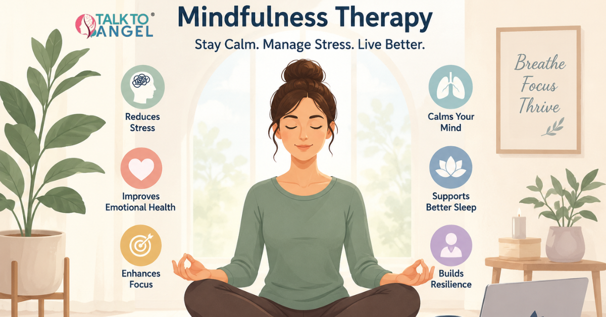 Person practicing mindfulness therapy to stay calm and manage stress during a challenging situation.