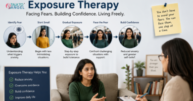 Person gradually facing anxiety-provoking situations with therapist support through exposure therapy.