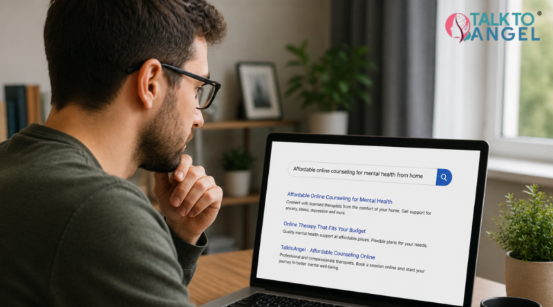 a person searching for Affordable online counseling for mental health from home.
