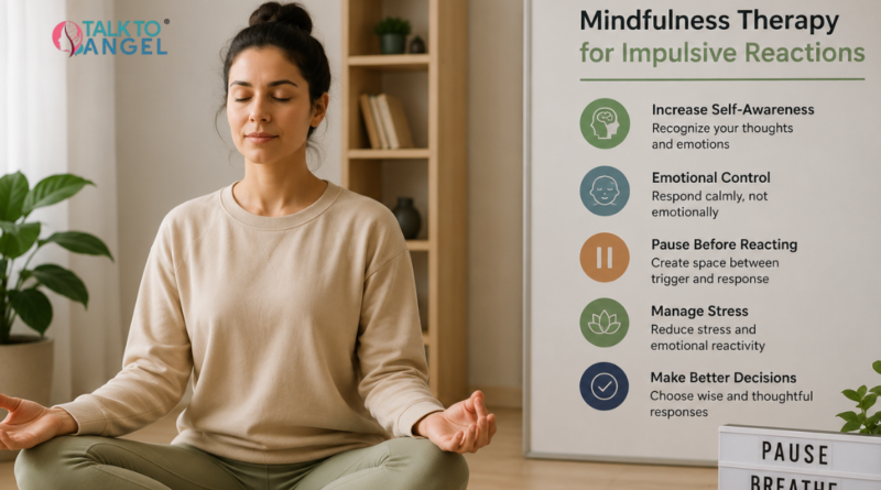 Person practicing mindfulness therapy to improve emotional control and reduce impulsive reactions during stressful situations.