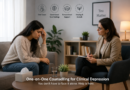 One-on-one counselling session helping a person manage clinical depression with professional emotional support.