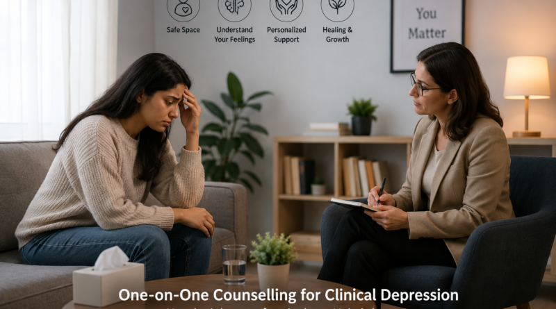 One-on-one counselling session helping a person manage clinical depression with professional emotional support.