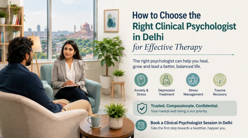 Clinical psychologist in Delhi providing mental health counselling for anxiety, depression, stress, and trauma recovery.