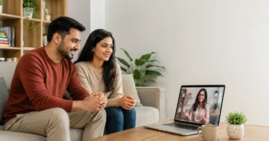 Couple attending an online marriage counselling session to rebuild emotional intimacy and strengthen their relationship.