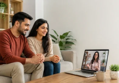 Couple attending an online marriage counselling session to rebuild emotional intimacy and strengthen their relationship.