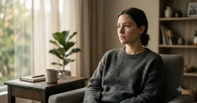 Person sitting alone by a window experiencing emotional numbness in depression before starting online therapy