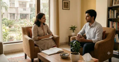 Therapist discussing non-medication ADHD treatment options with a patient in Delhi