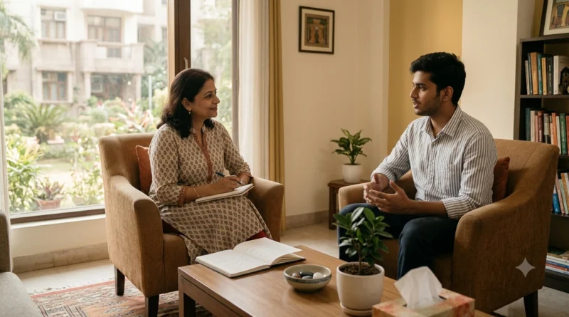 Therapist discussing non-medication ADHD treatment options with a patient in Delhi