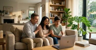 Family attending an online counselling session for bipolar disorder to improve communication and rebuild trust.