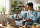 Person receiving online counselling for depression using CBT and natural therapy from a psychologist.