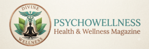 ThePsychowellness Health & Wellness Magazine logo with a meditation figure