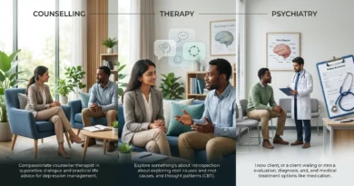 Person discussing depression treatment options with a mental health professional during an online counselling session.