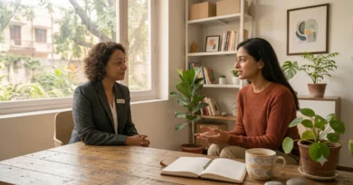 Therapist discussing CBT and schizophrenia treatment options with a patient