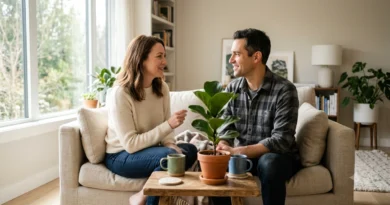 Couple having a respectful conversation about healthy boundaries with support through relationship counselling.