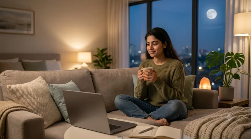 Person attending online PTSD therapy to reduce trauma-related nightmares and improve sleep quality.