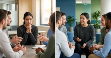 Person experiencing social anxiety during a conversation while CBT therapy helps build confidence and reduce fear.