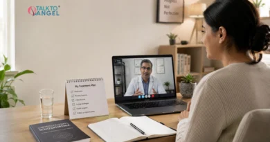 Online psychiatrist providing schizophrenia care and treatment support through a virtual consultation.