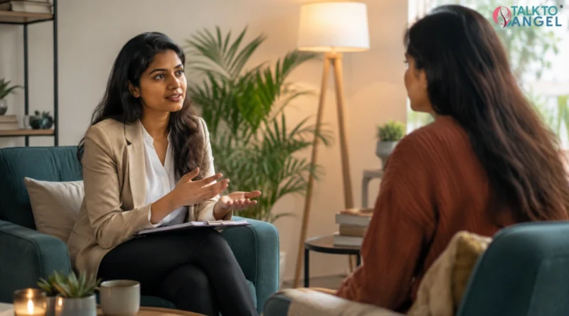 Therapist explaining Acceptance and Commitment Therapy (ACT) to a client